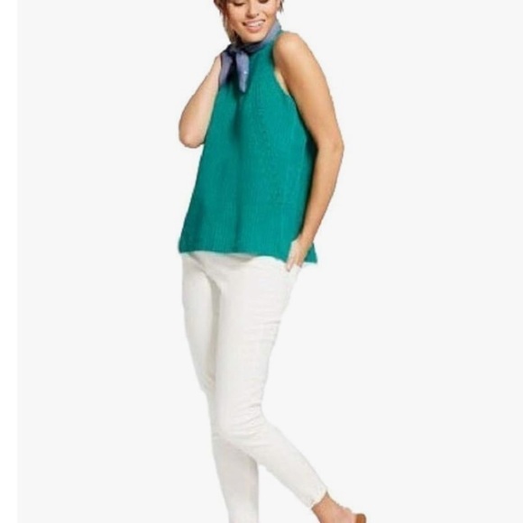 NWT Universal Thread Envelope Sweater Tank Top Green Knit Small Crew Neck - Picture 3 of 9